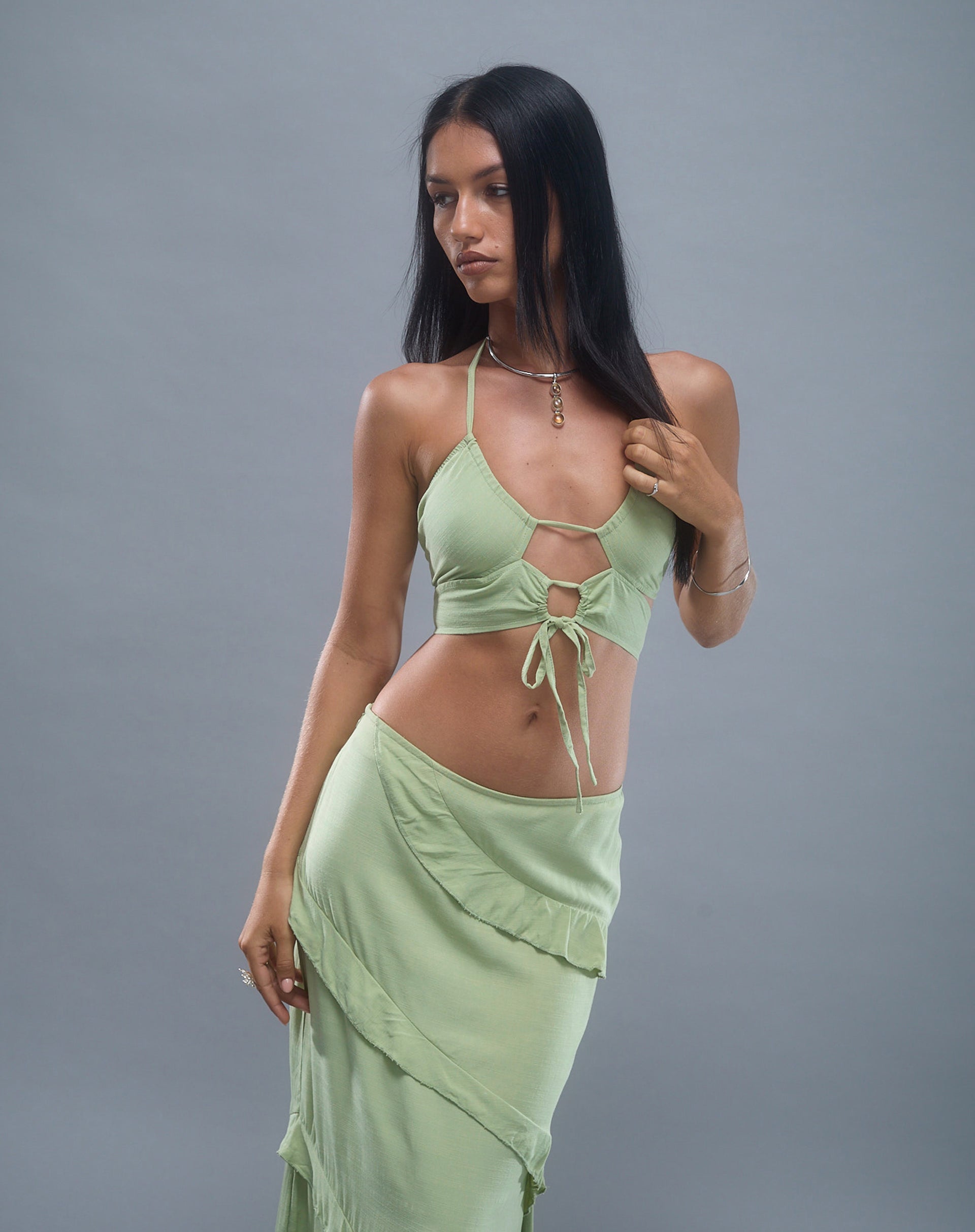 Image of Koen Cut Out Top in Mint Sage