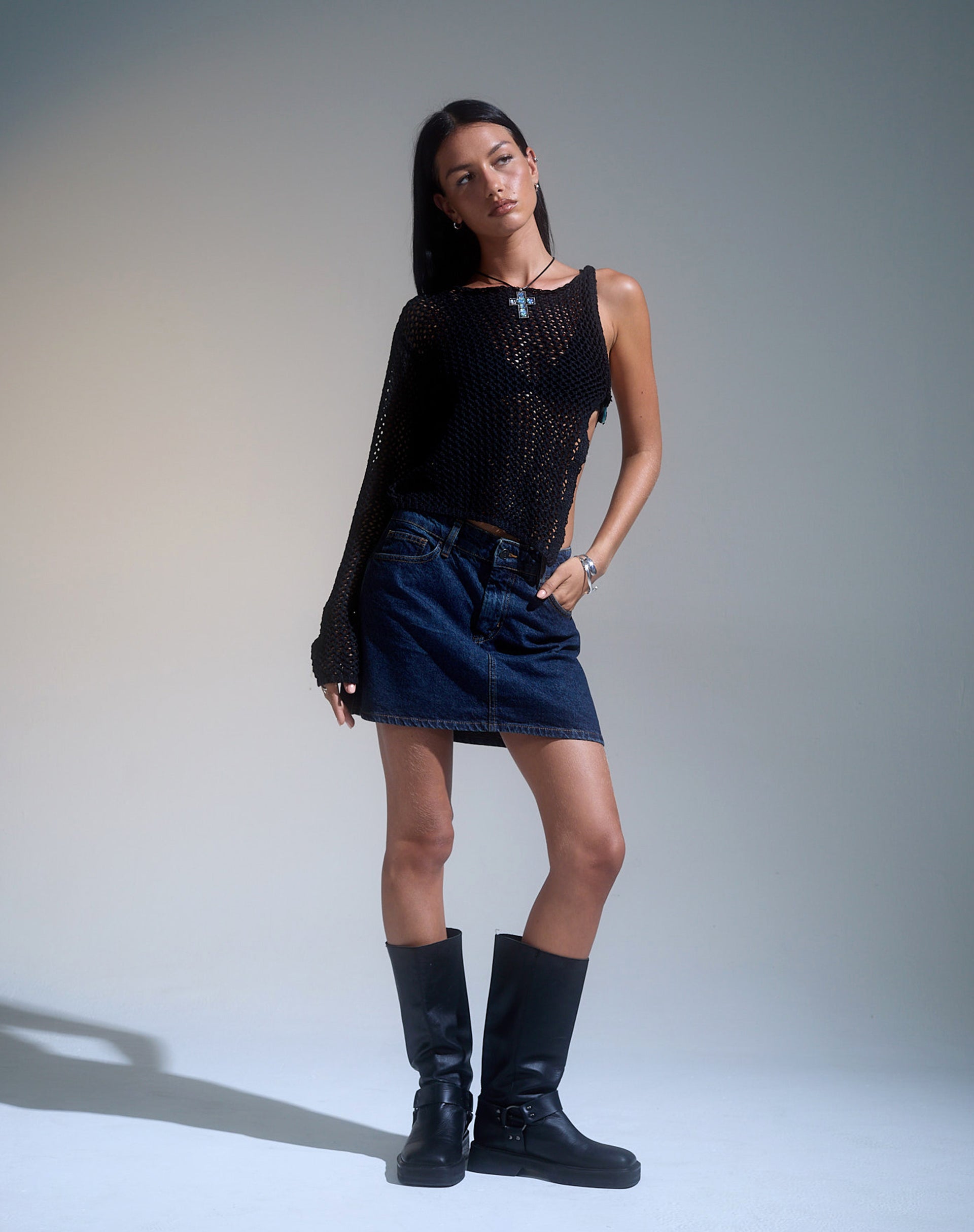 Skirt Mini Denim A-Line motelrocks-com-us – | Indigo