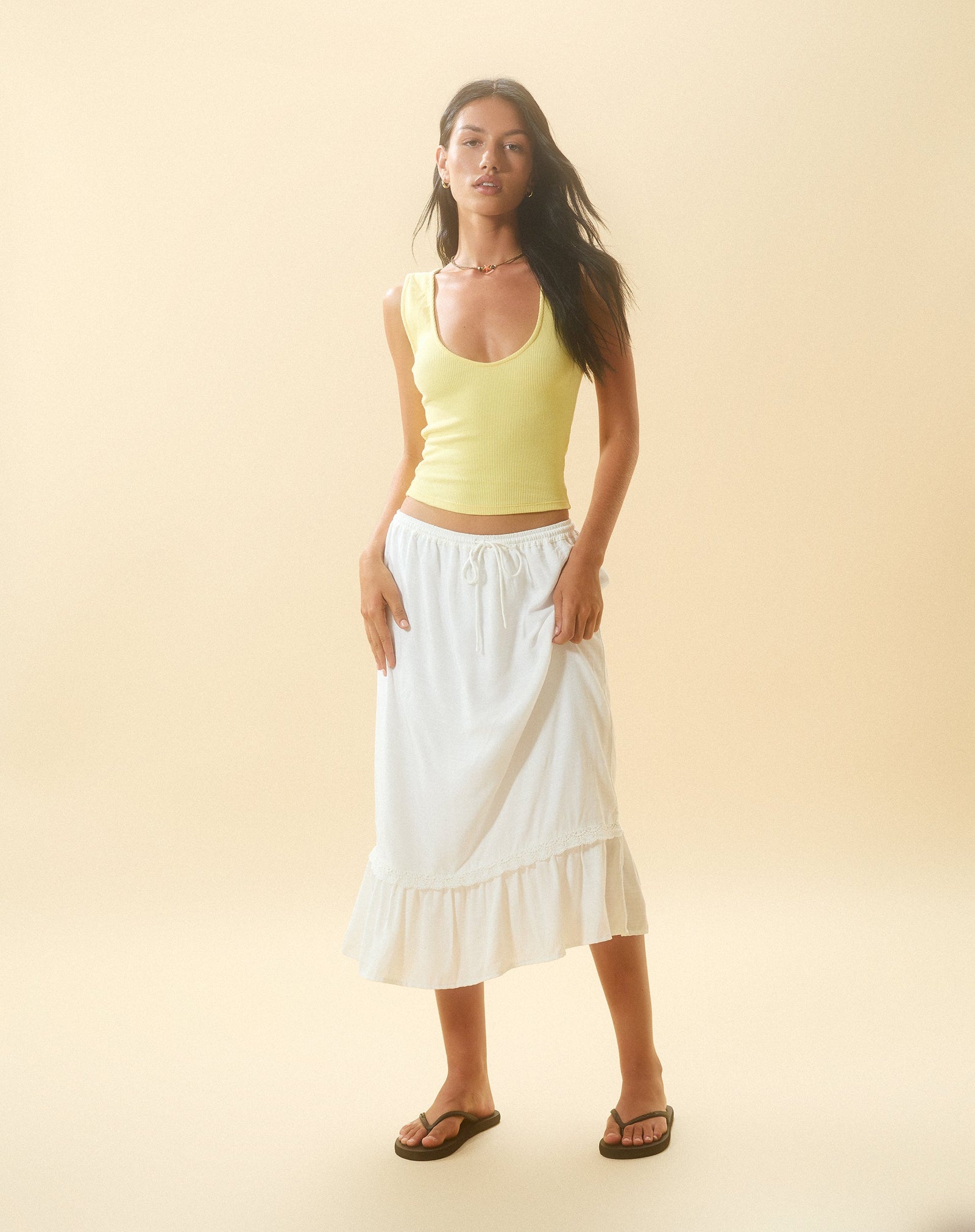 White Frill Hem Midi Skirt | Kokies – motelrocks-com-us