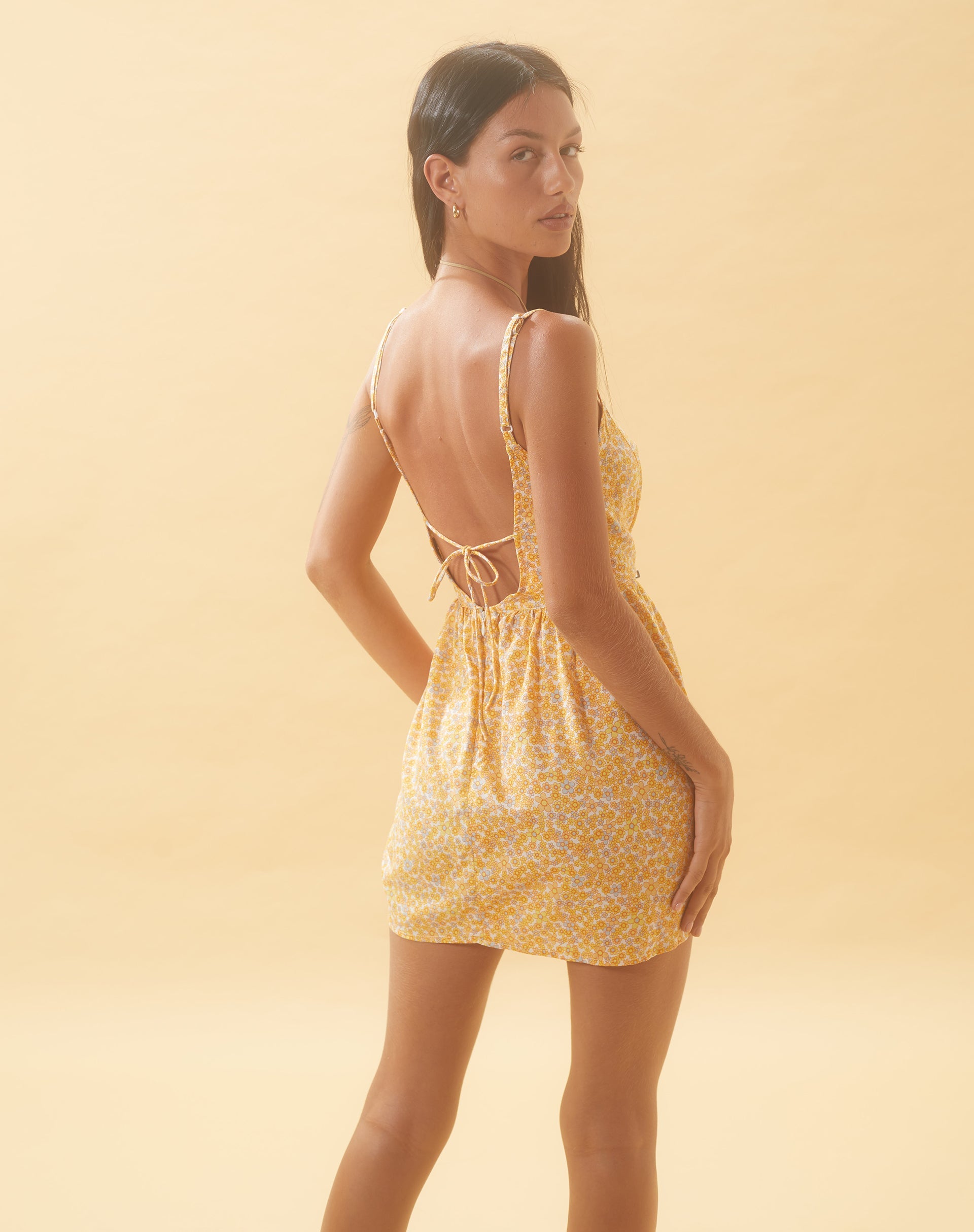Image of Ramone Mini Dress in Flower Garden Yellow
