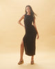 Image of Minyo Racer Neck Maxi Dress in Crinkle Black