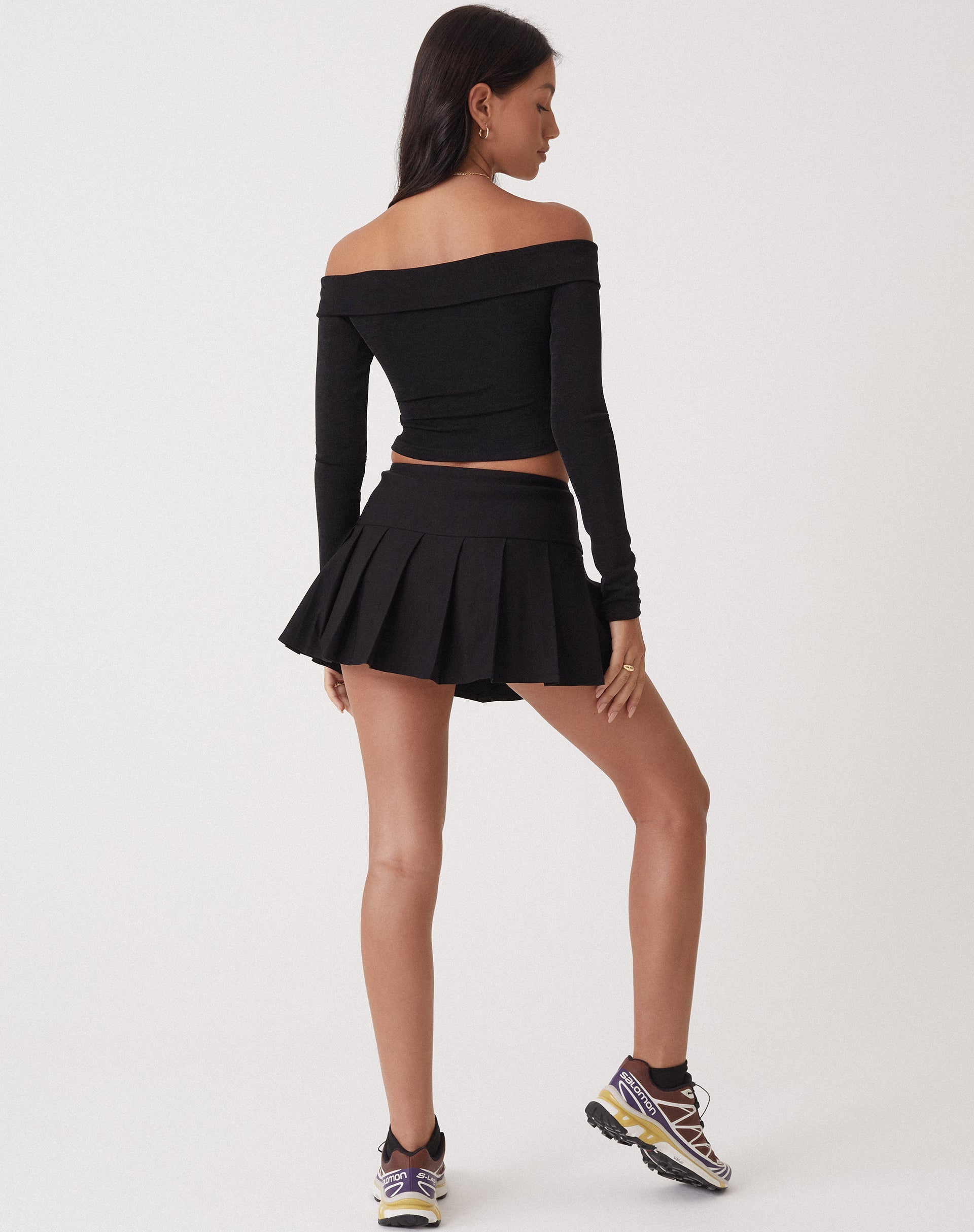 Micro Waisted | Tailoring Pleated High Skirt Mini Casini motelrocks-com-us Black –