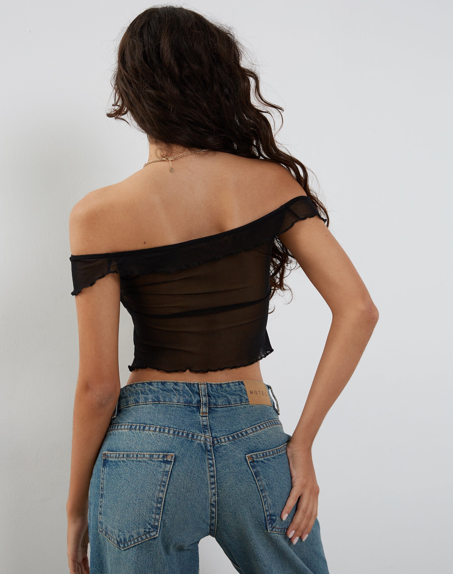 Black bardot store top short sleeve