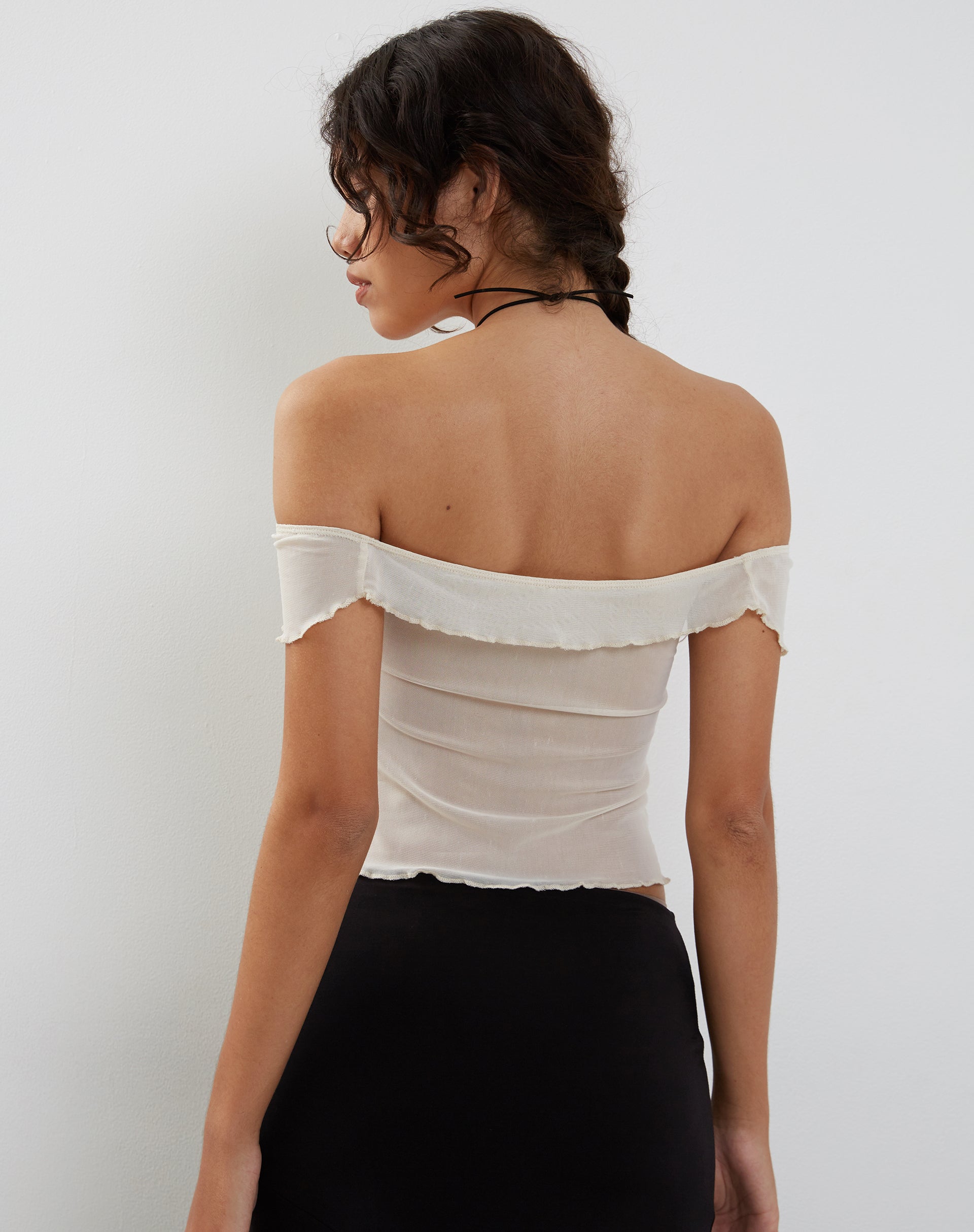 Cream Mesh Bardot Top Nabil – motelrocks-com-us