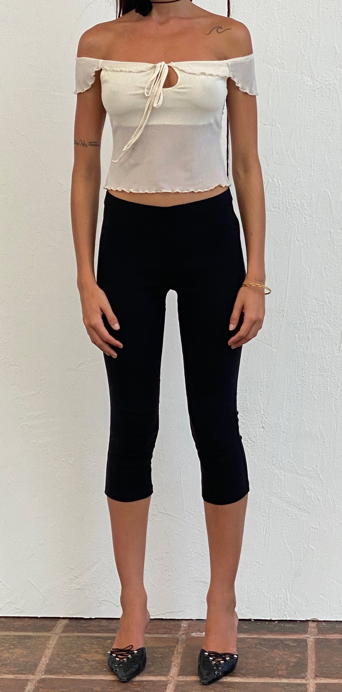Black Stretch Cropped Capri Trousers | Asla – motelrocks-com-us