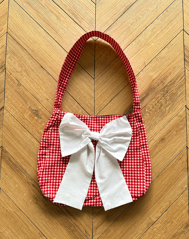 Nagi Bag in Red Gingham with White Bow