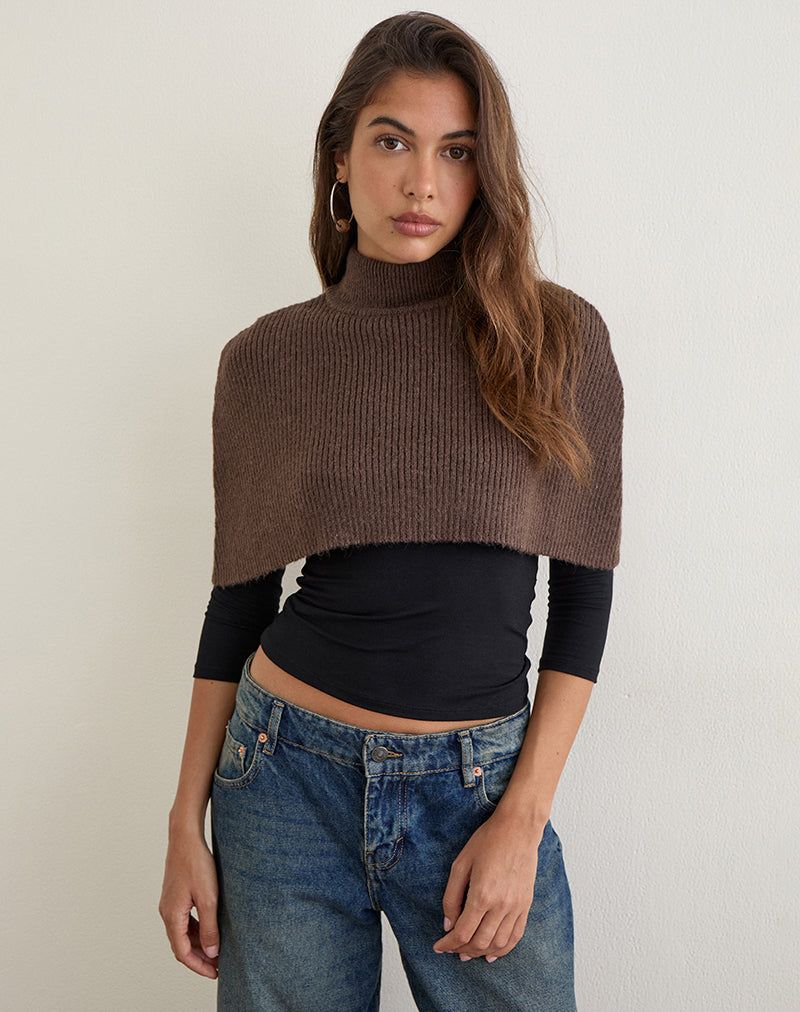 Image of Nagia Shrug in Knit Dark Chocolate