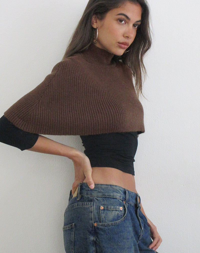Nagia Shrug in Knit Dark Chocolate