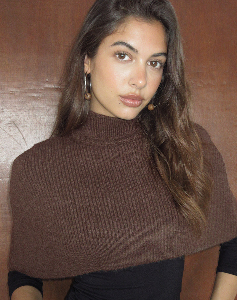 Image of Nagia Shrug in Knit Dark Chocolate