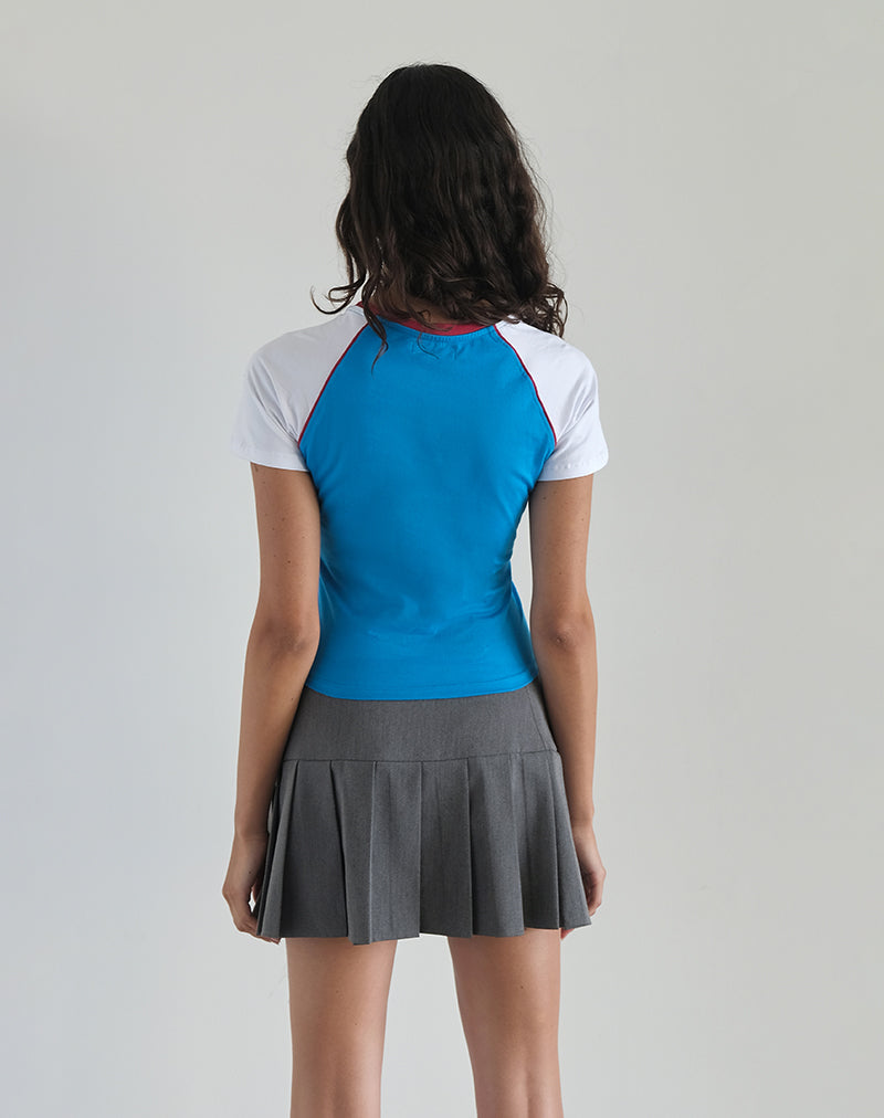 Aqua Blue with Red Binding Racer Top | Nagita – motelrocks-com-us