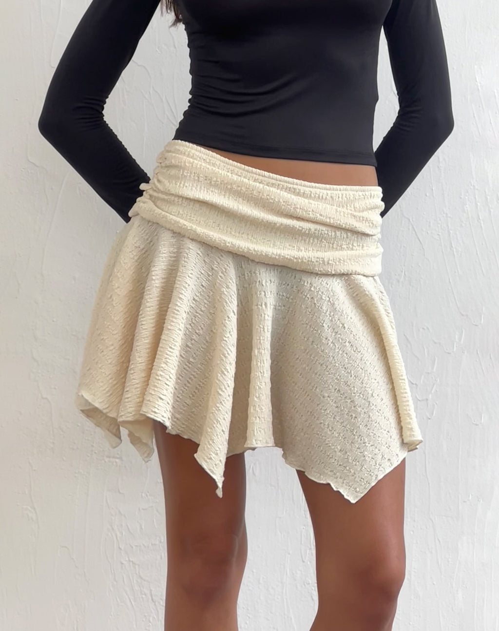 Cordelia Mini Skirt in Crinkle Ivory