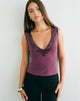 Image of Nahia Top with Sequin Trim in Cupro Deep Purple