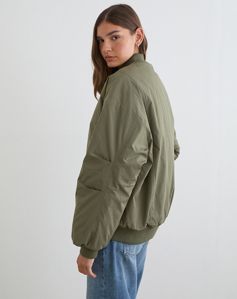 Image of Najora Puffy Bomber Jacket in Dark Sage