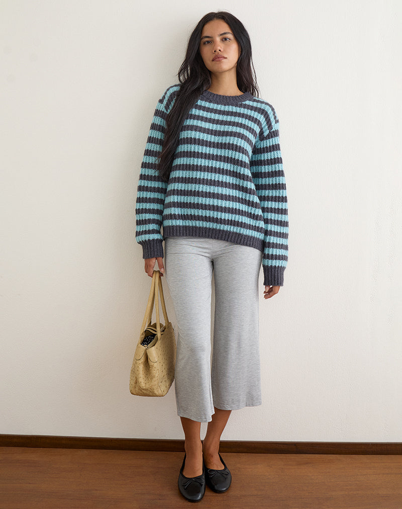 Namirta Jumper in Light Blue with Dark Grey Stripe