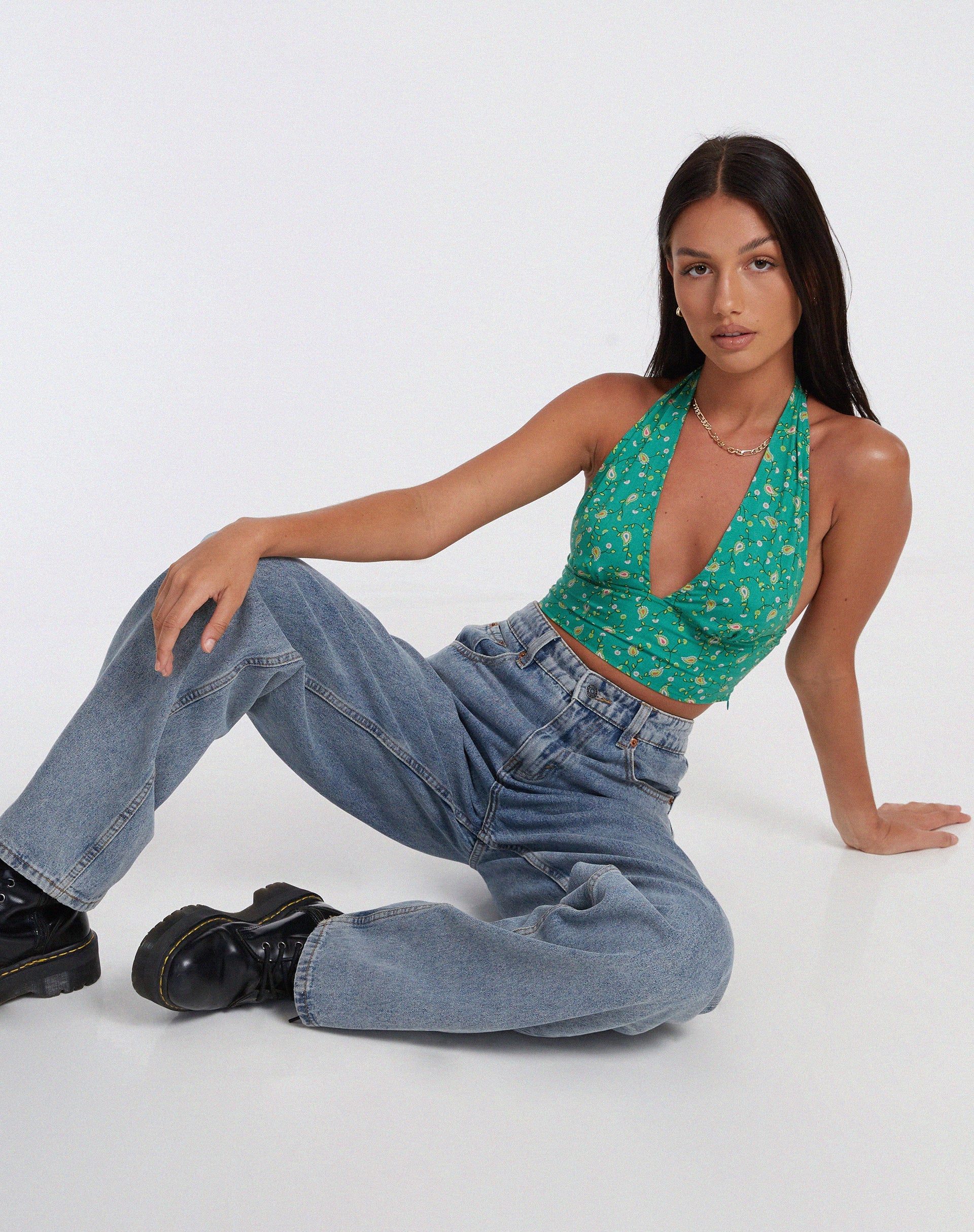 Image of Nanda Crop Top in Paisley Fun Green