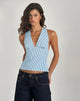 Image of Nandu Top in Poplin Blue Small Vertical Stripe