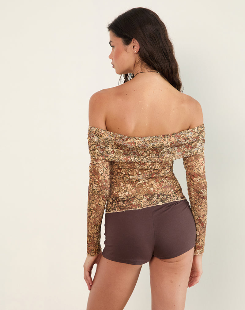 Image of Nanila Top in Cluster Floral Brown