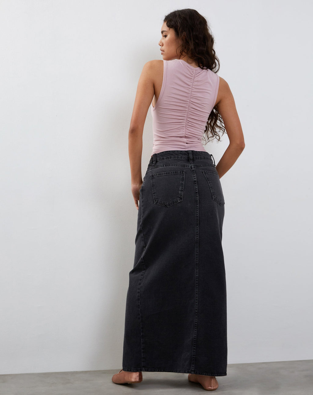 Naoko Ruched Tank Top in Dusky Pink