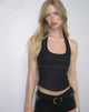 Image of Nasya Halter Top in Chambray Studs Black