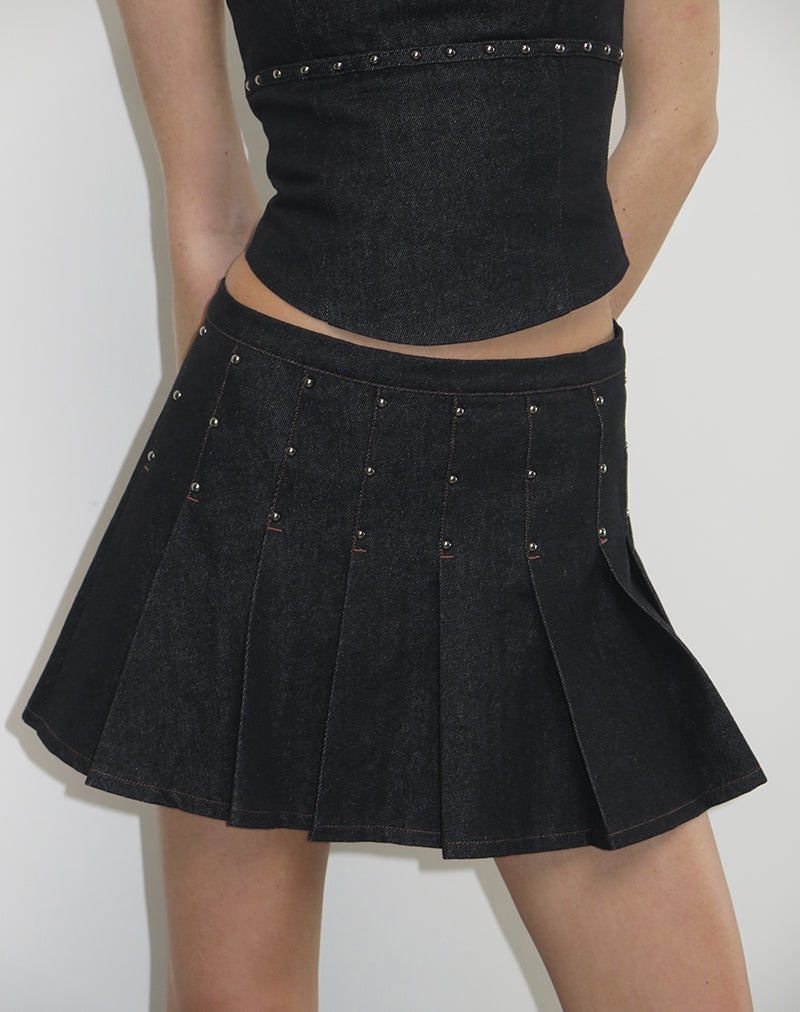 Gatlin Skirt in Chambray Studs Black