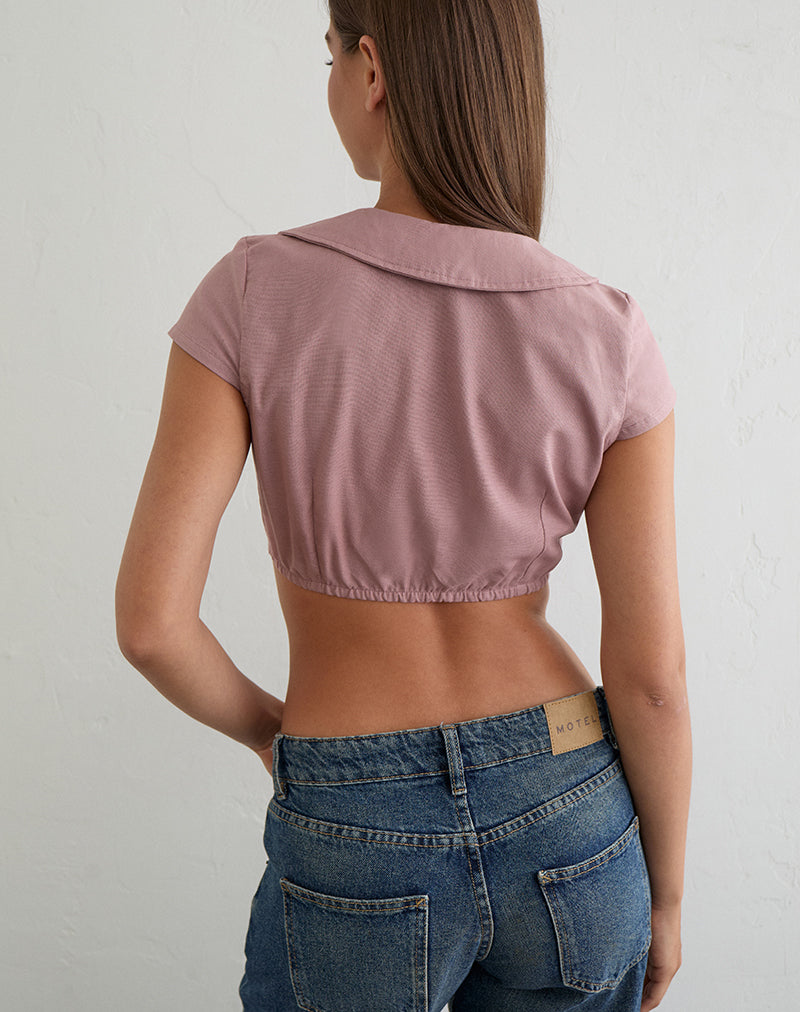 Image of Natami Cropped Top in Linen Dusty Rose