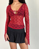 image of Natasha Tie Front Top in Mari Lace Red