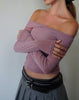 Image of Nauri Long Sleeve Bardot Top in Wisteria Purple