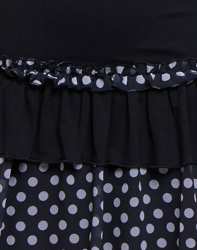 navya wrap mini dress in basic polka black Navya Wrap Mini Dress in Basic Polka Black