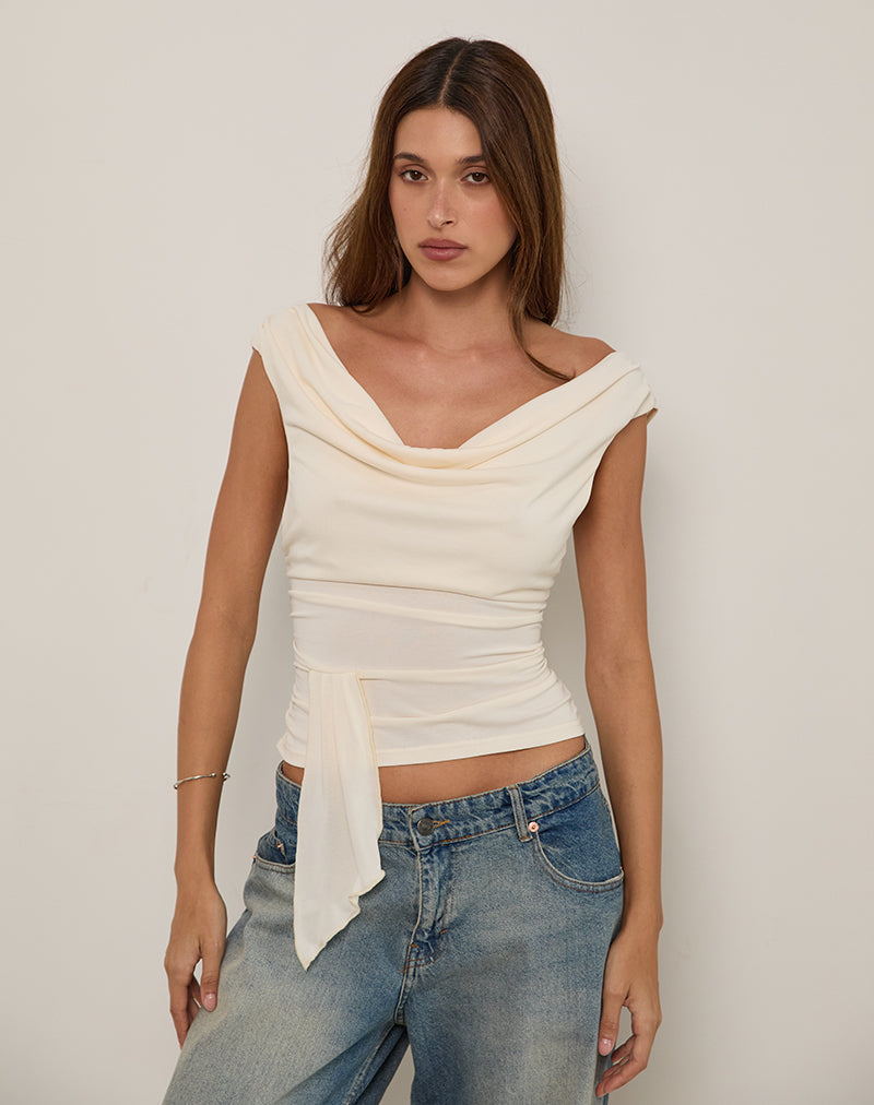 Cream Cupro Drape Top | Neida – motelrocks-com-us