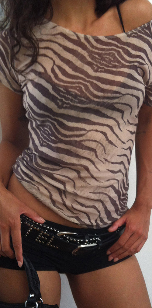 Image of Neko Top in Mesh Wild Animal Neutral