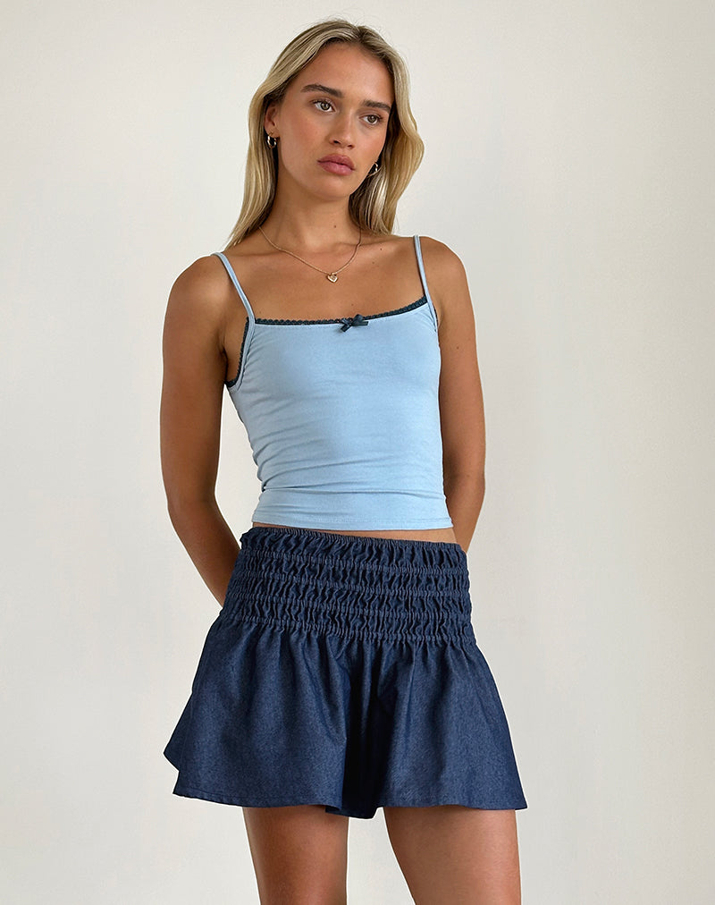 Nelesi Mini Skirt in Denim Chambray Indigo