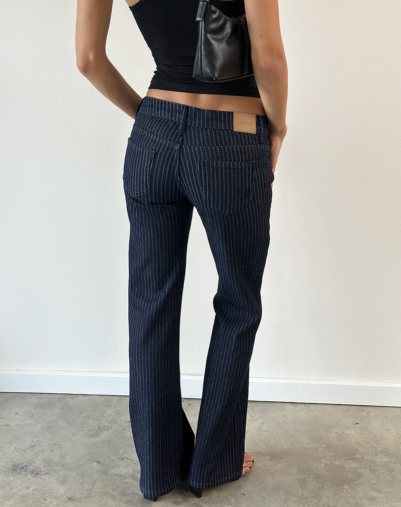 Image of Extra Low Rise Flare Jeans in Stripe Indigo