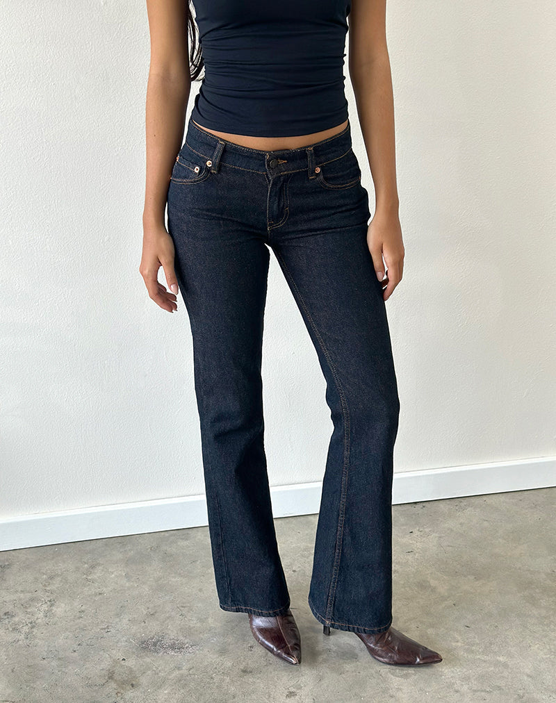 Image of Rigid Low Rise Flare Jeans In Indigo