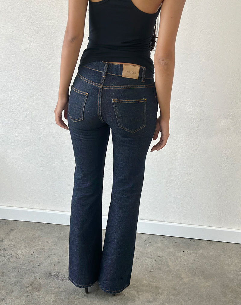 Image of Rigid Low Rise Flare Jeans In Indigo