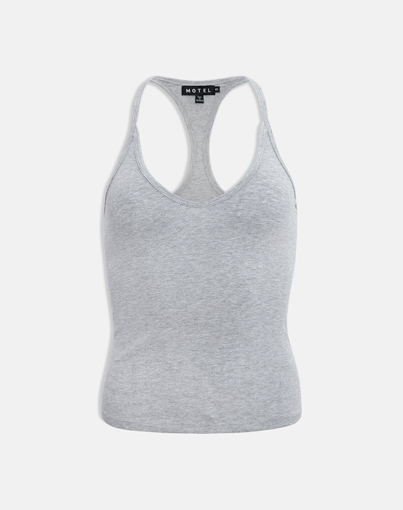 Image of Nemue Plunge Racerback Top in Grey Marl