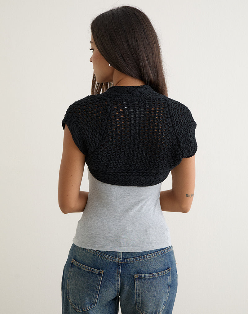 Image of Lopika Short Sleeve Bolero in Knit Black