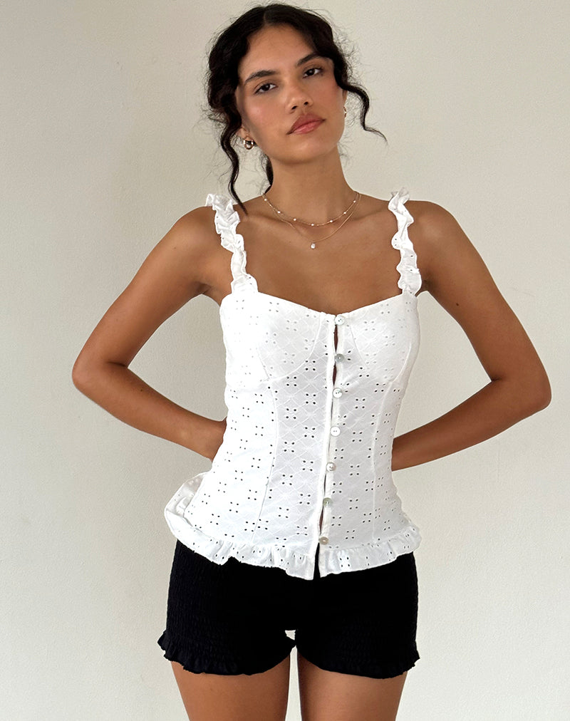 Neroli Corset Top in Broderie White