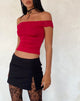 Image of Nesel Bardot Top in Slinky Lace Red