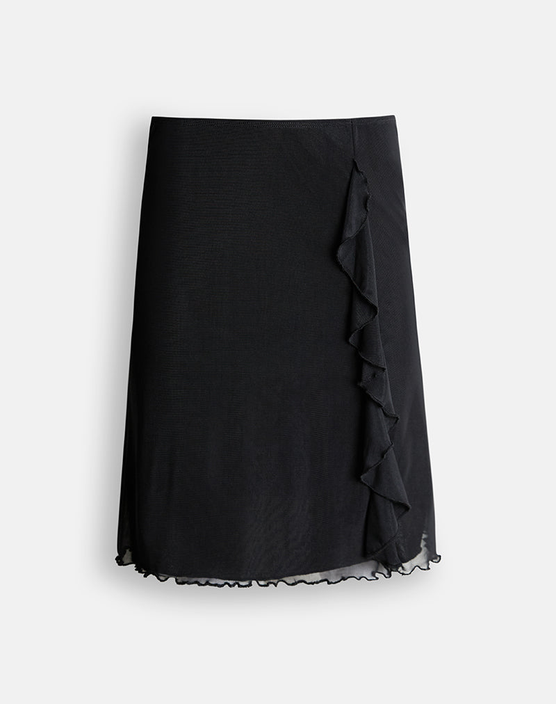 Image of Asiki Midi Skirt in Mesh Black