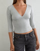 Image of Netacy Top in Grey Marl with White Micro Polka Dots