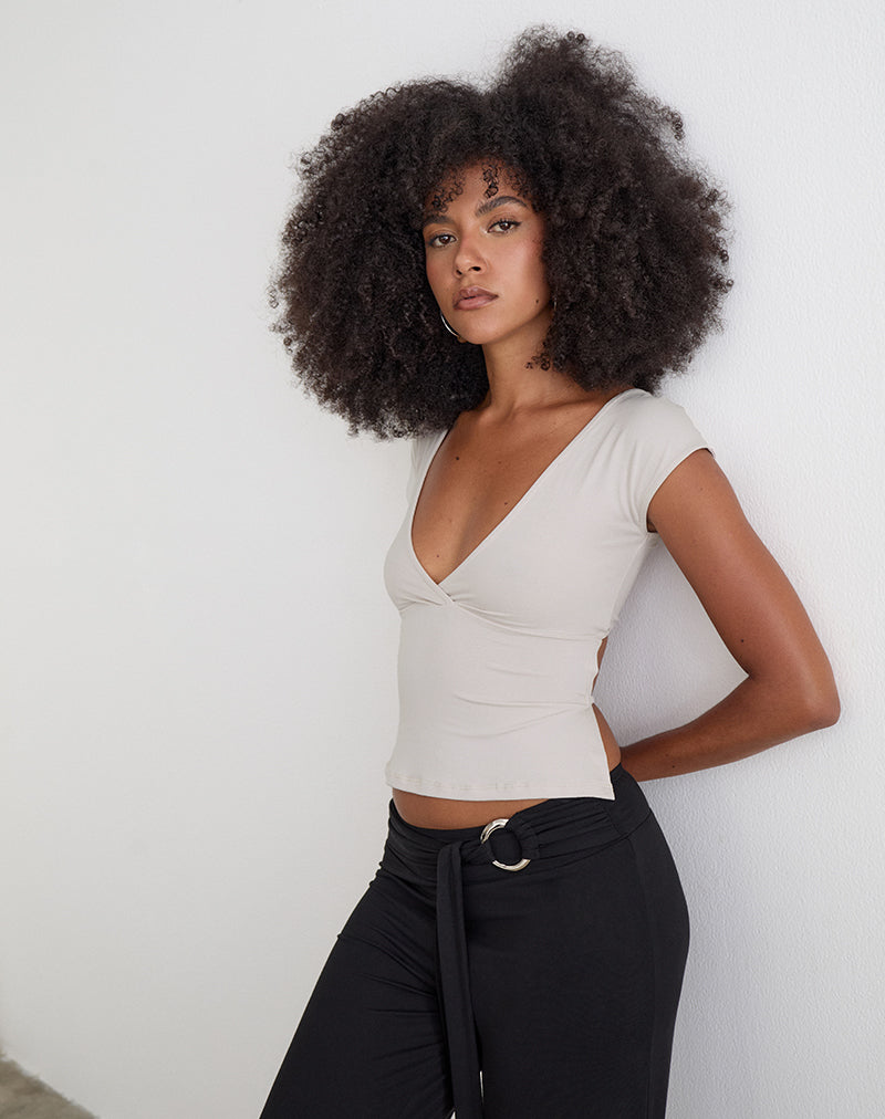 White Jersey Frill Top with Studs | Leisma – motelrocks-com-us
