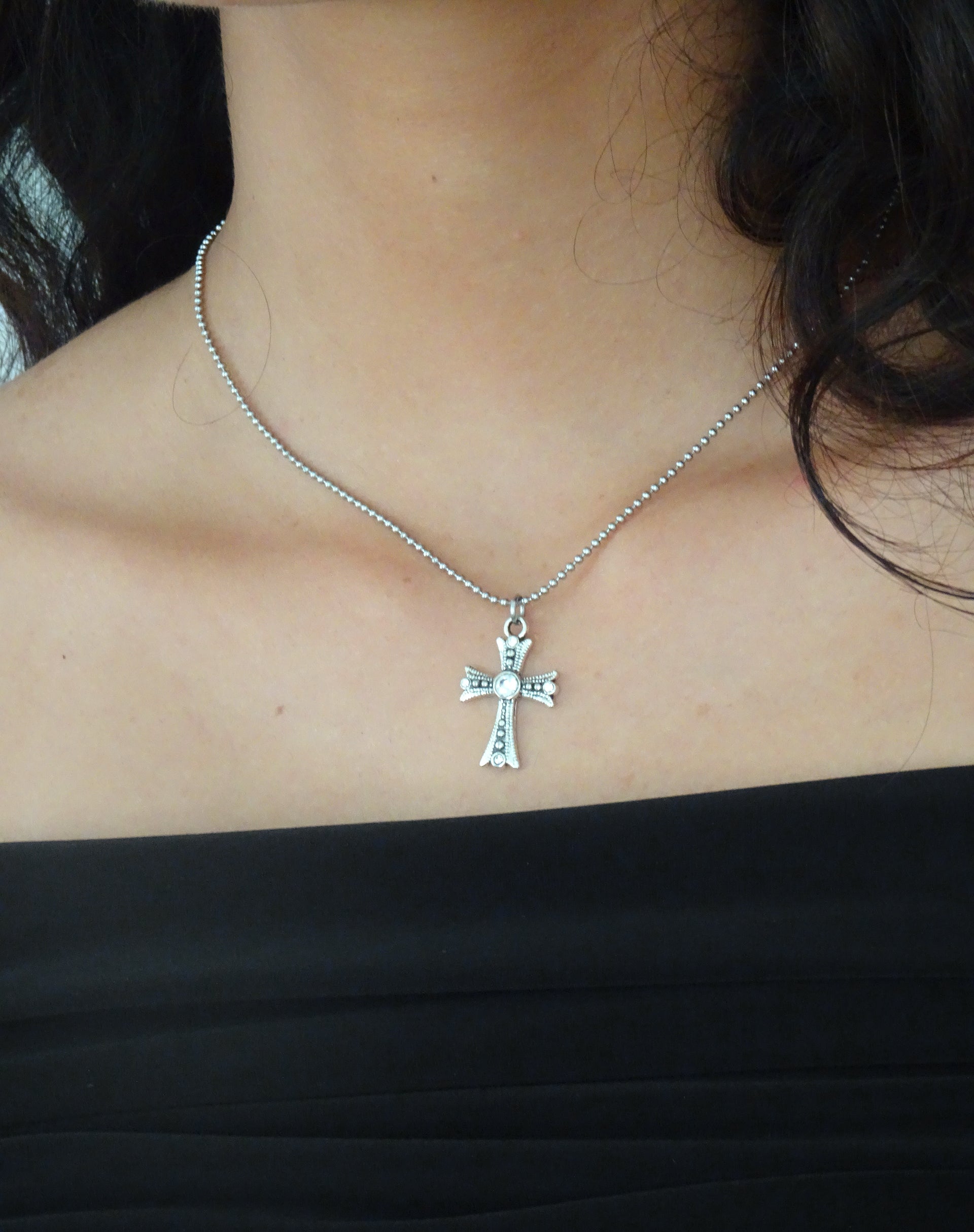 Image of Niki Silver Cross Necklace by Gemini Jewels