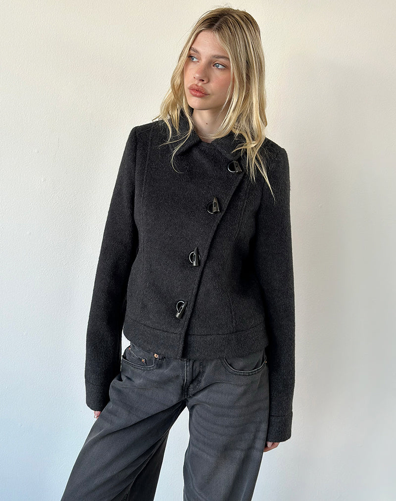 Image of Niloufar Jacket in Wool Dark Grey