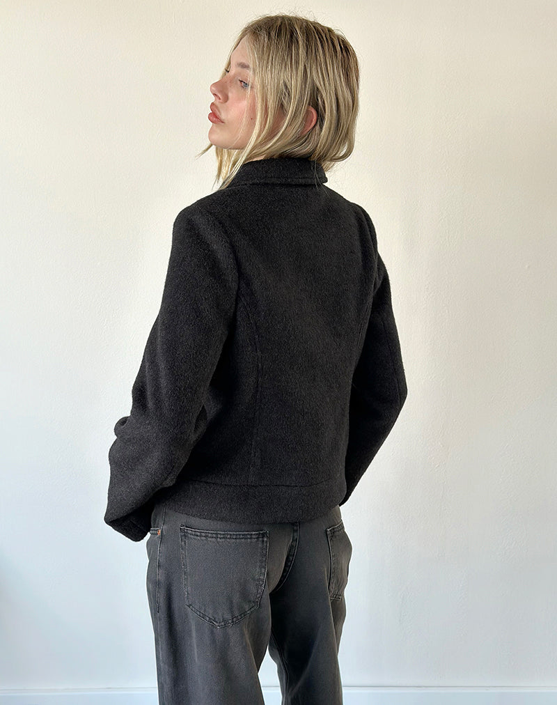 Image of Niloufar Jacket in Wool Dark Grey