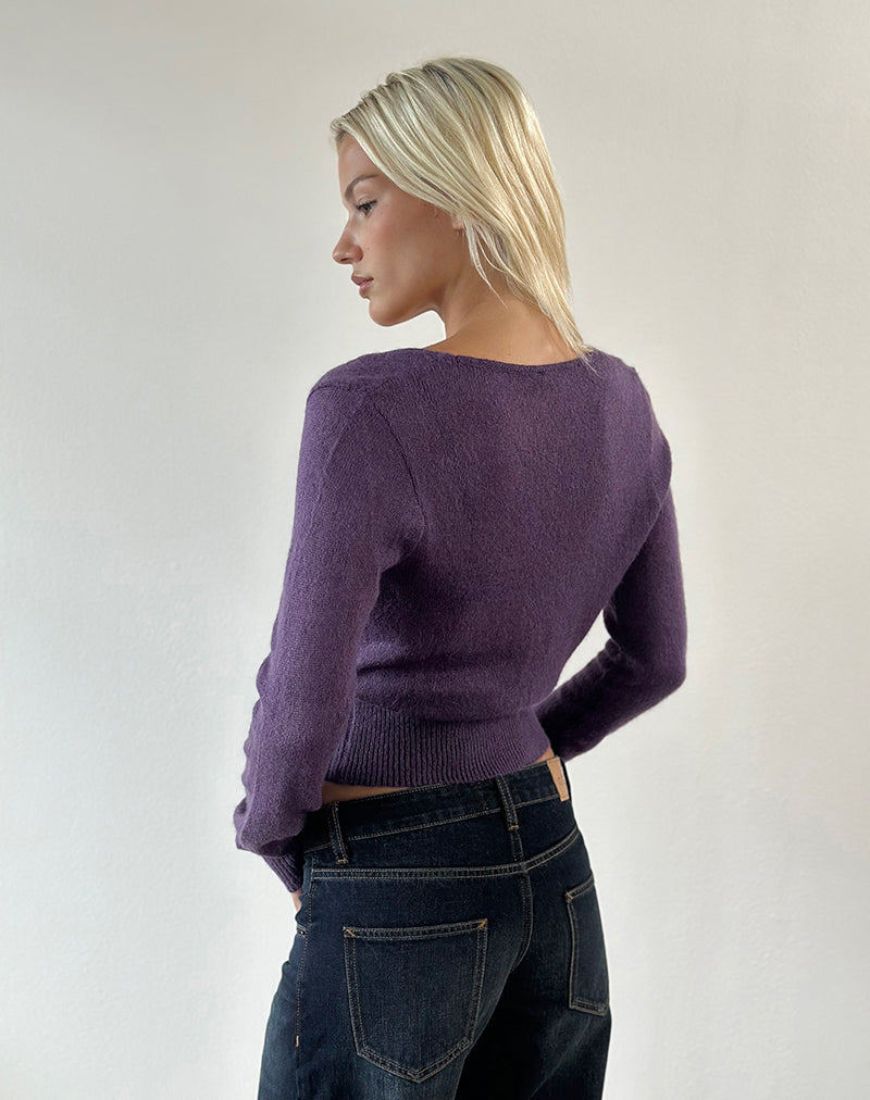 Image of Nilza Wrap Top in Knit Dark Purple