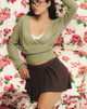 Image of Nilza Wrap Top in Knit Sage Green