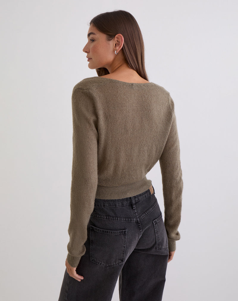 Taupe Knit Wrap Top | Nilza – motelrocks-com-us