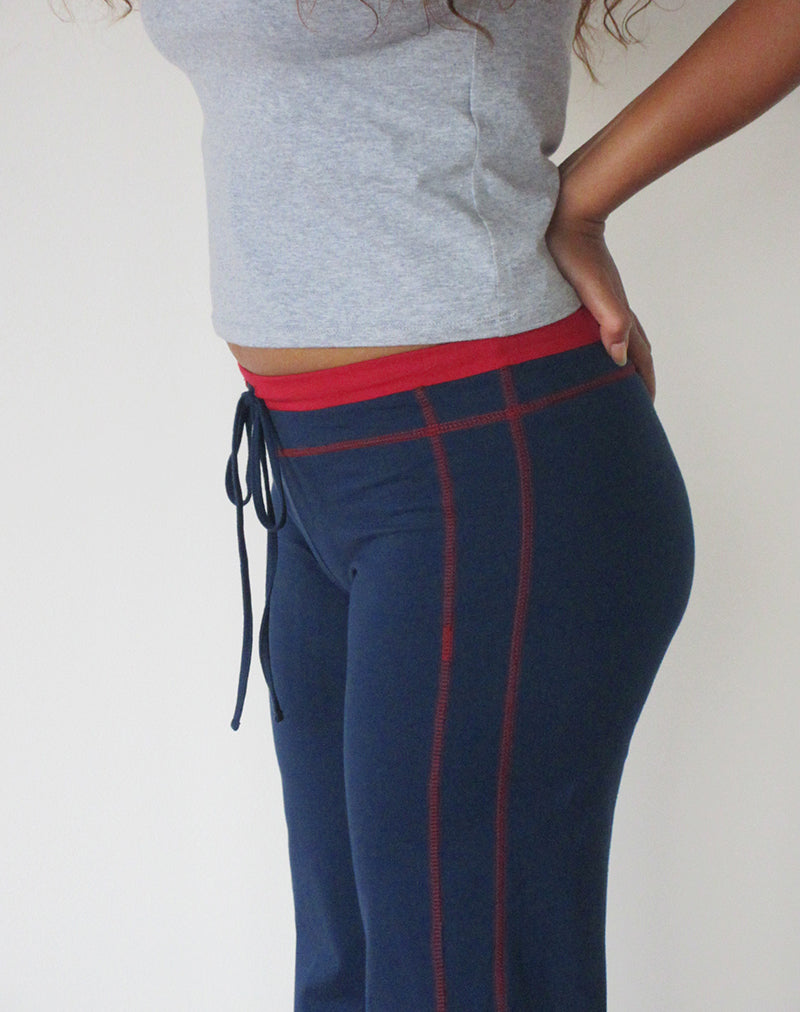 Image of Nanine Trouser in Navy with Adrenaline Red Binding