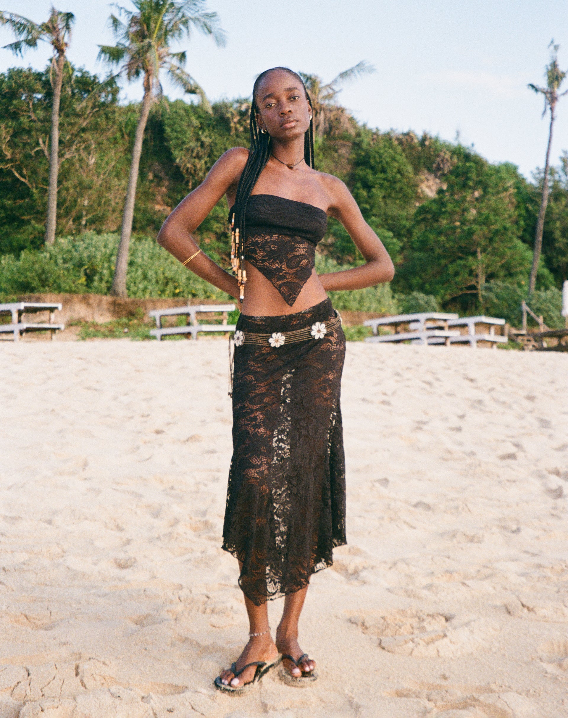 Jet Black Lace Midi Skirt | Vana – motelrocks-com-us