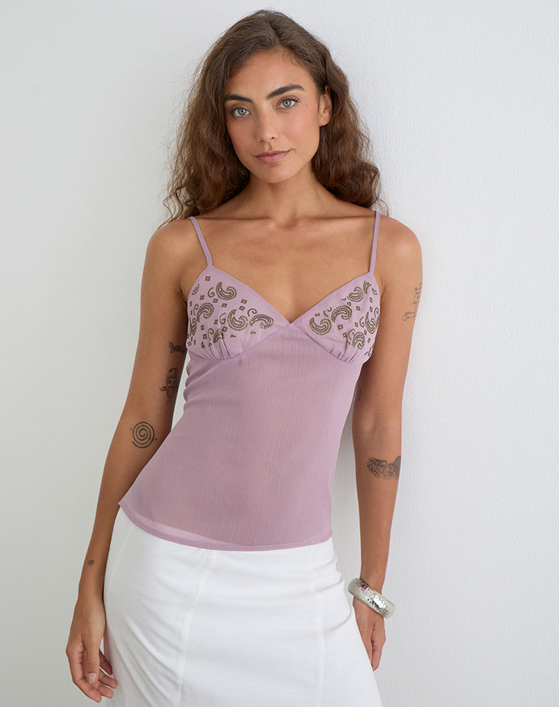 Dusty Mauve with Coma Studs Cami Top | Nisara – motelrocks-com-us